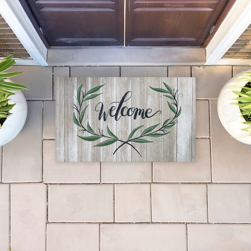 Amanda McGee | Welcome over Rustic Shiplap Non-Woven Door Mat