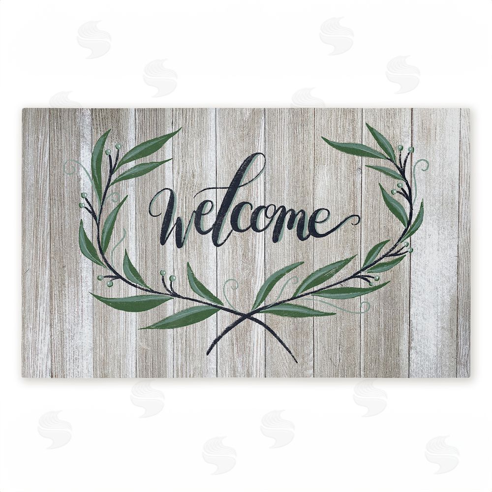 Amanda McGee | Welcome over Rustic Shiplap Non-Woven Door Mat