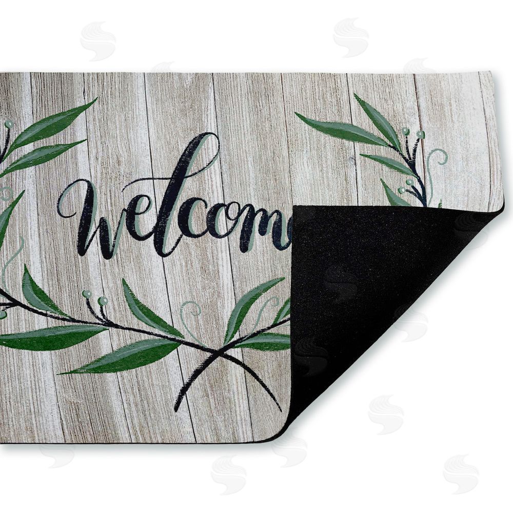 Amanda McGee | Welcome over Rustic Shiplap Non-Woven Door Mat