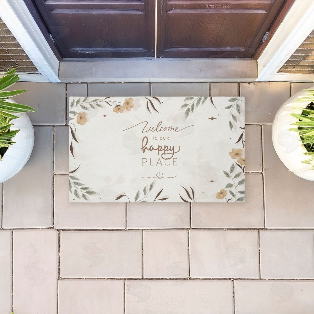 Andrea Jasid Grassi | Our Happy Place Floral Welcome Non-Woven Door Mat