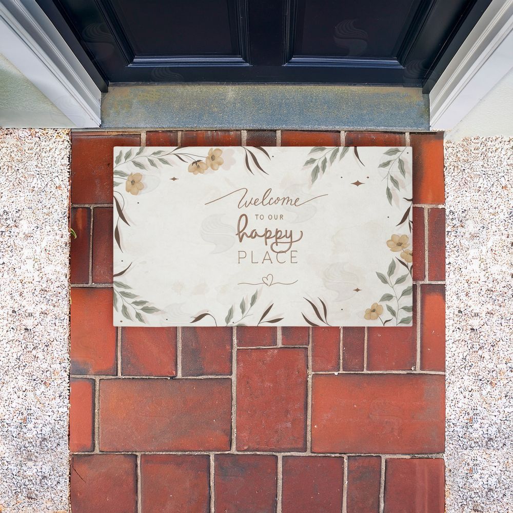 Andrea Jasid Grassi | Our Happy Place Floral Welcome Non-Woven Door Mat