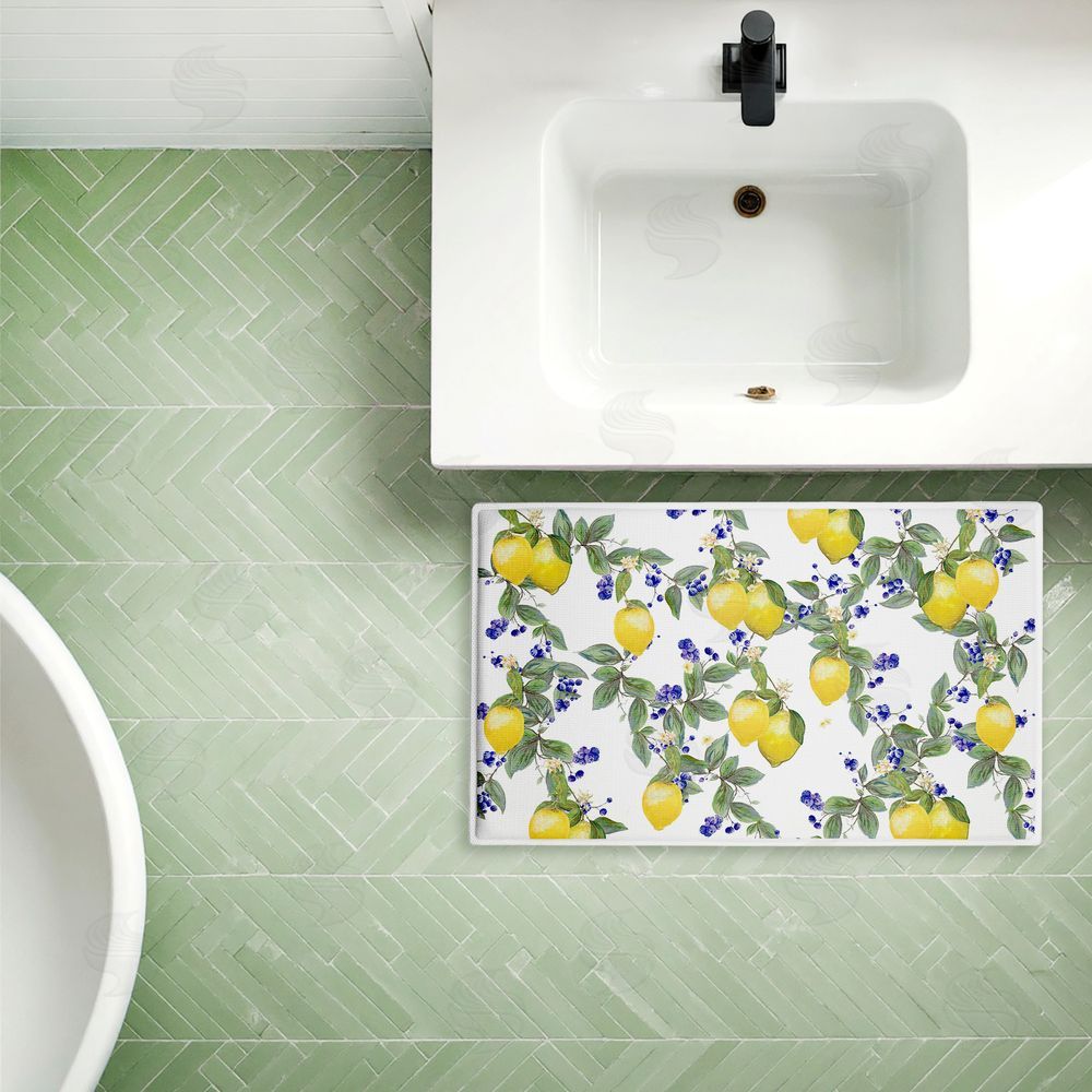 Diannart | Lemony Vine Pattern Plush Bath Mat