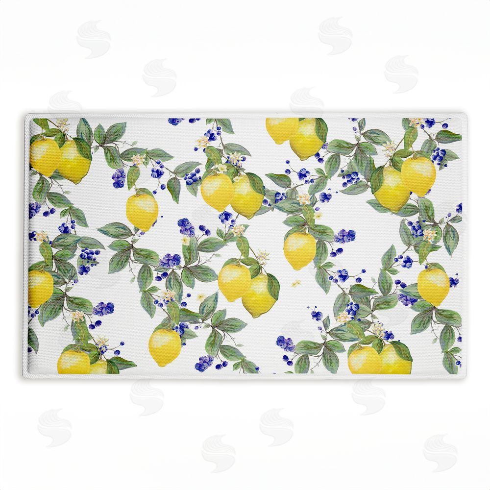 Diannart | Lemony Vine Pattern Plush Bath Mat
