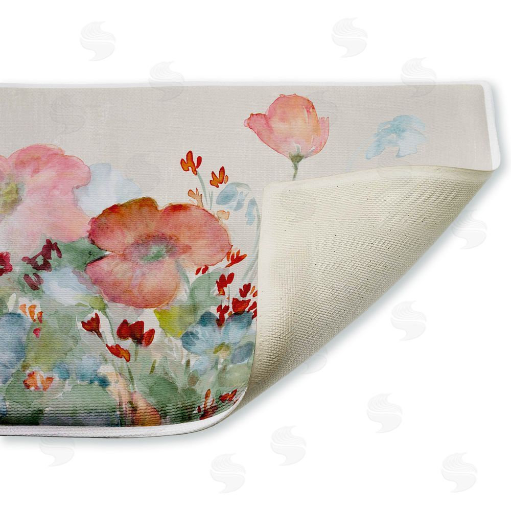 Lanie Loreth | A Day With Pink Flowers Plush Bath Mat