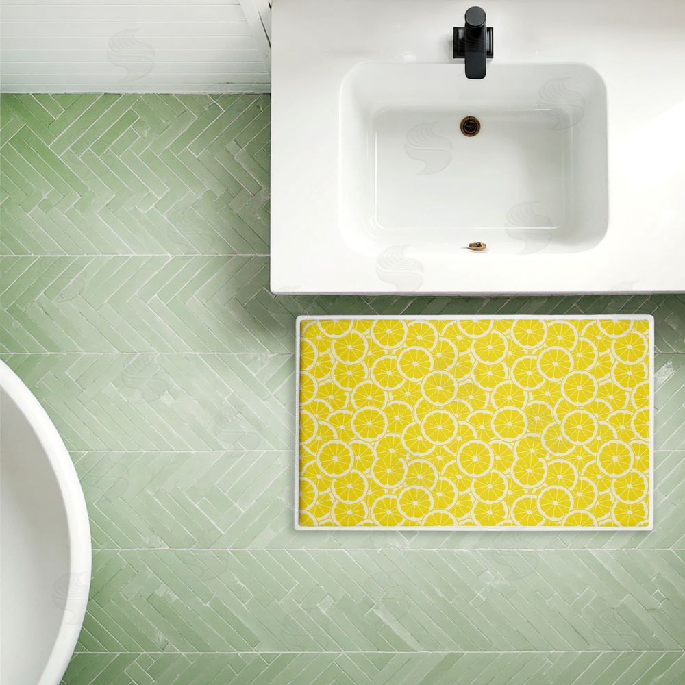 Anna Quach | Zesty Lemons Everywhere Plush Bath Mat