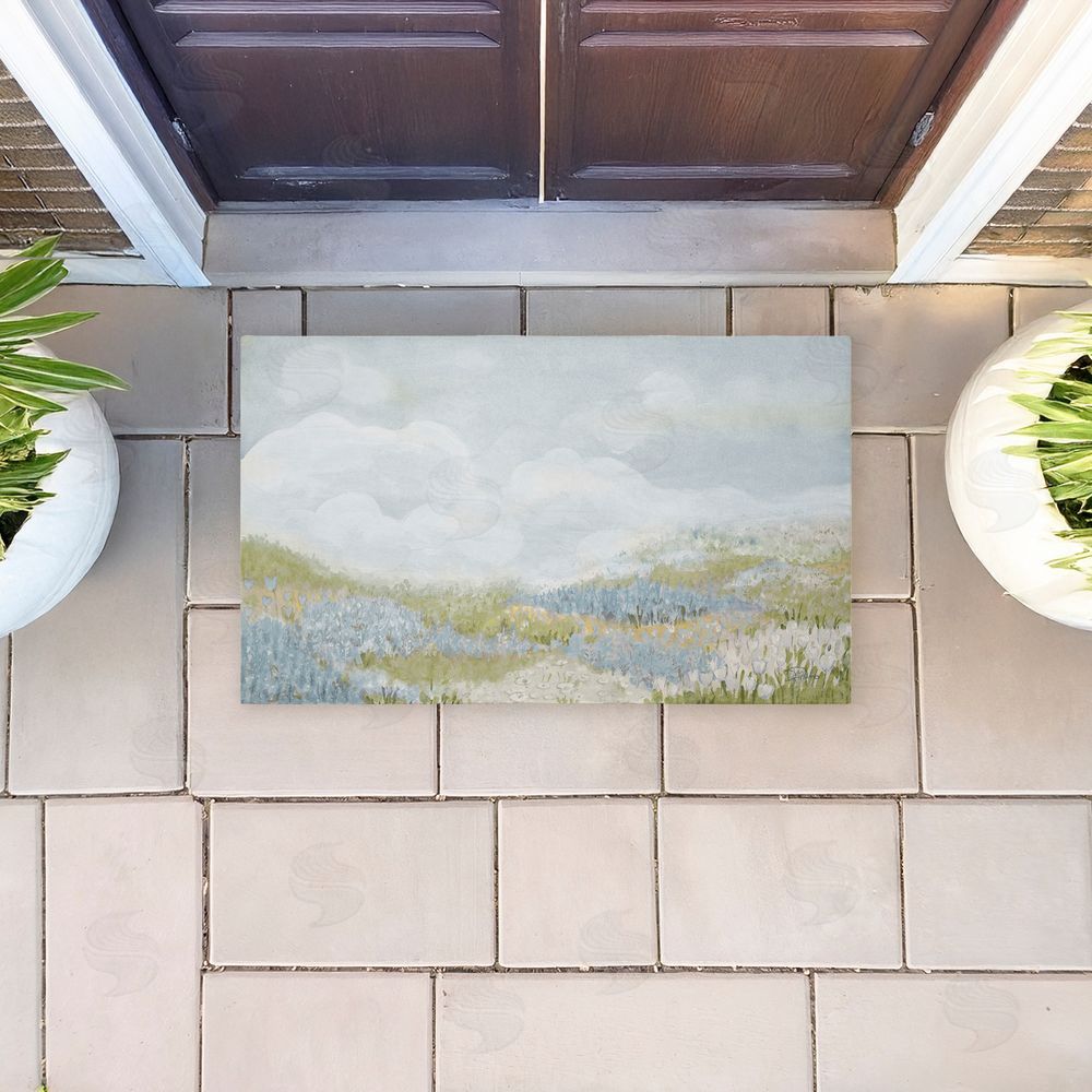 Patricia Pinto | Subtle Blue Floral Meadow Non-Woven Door Mat