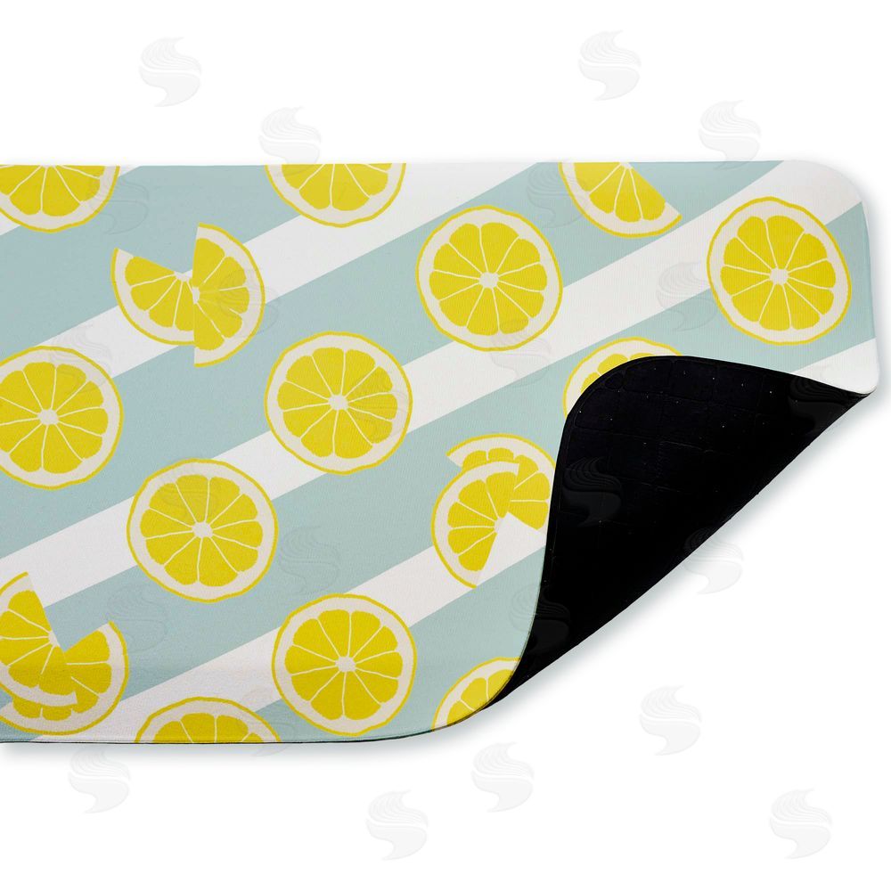 Anna Quach | Kitchen Lemony Stripes Anti-Fatigue Mat