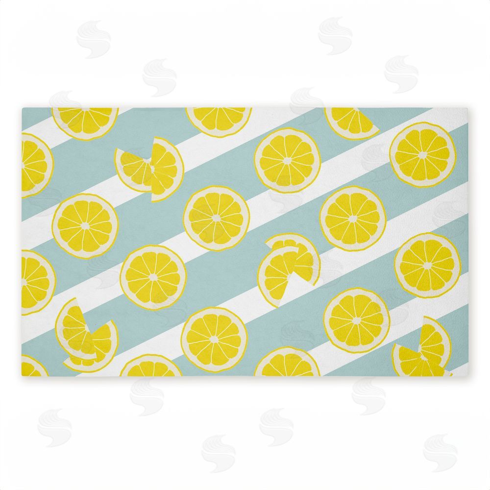 Anna Quach | Kitchen Lemony Stripes Non-Woven Door Mat