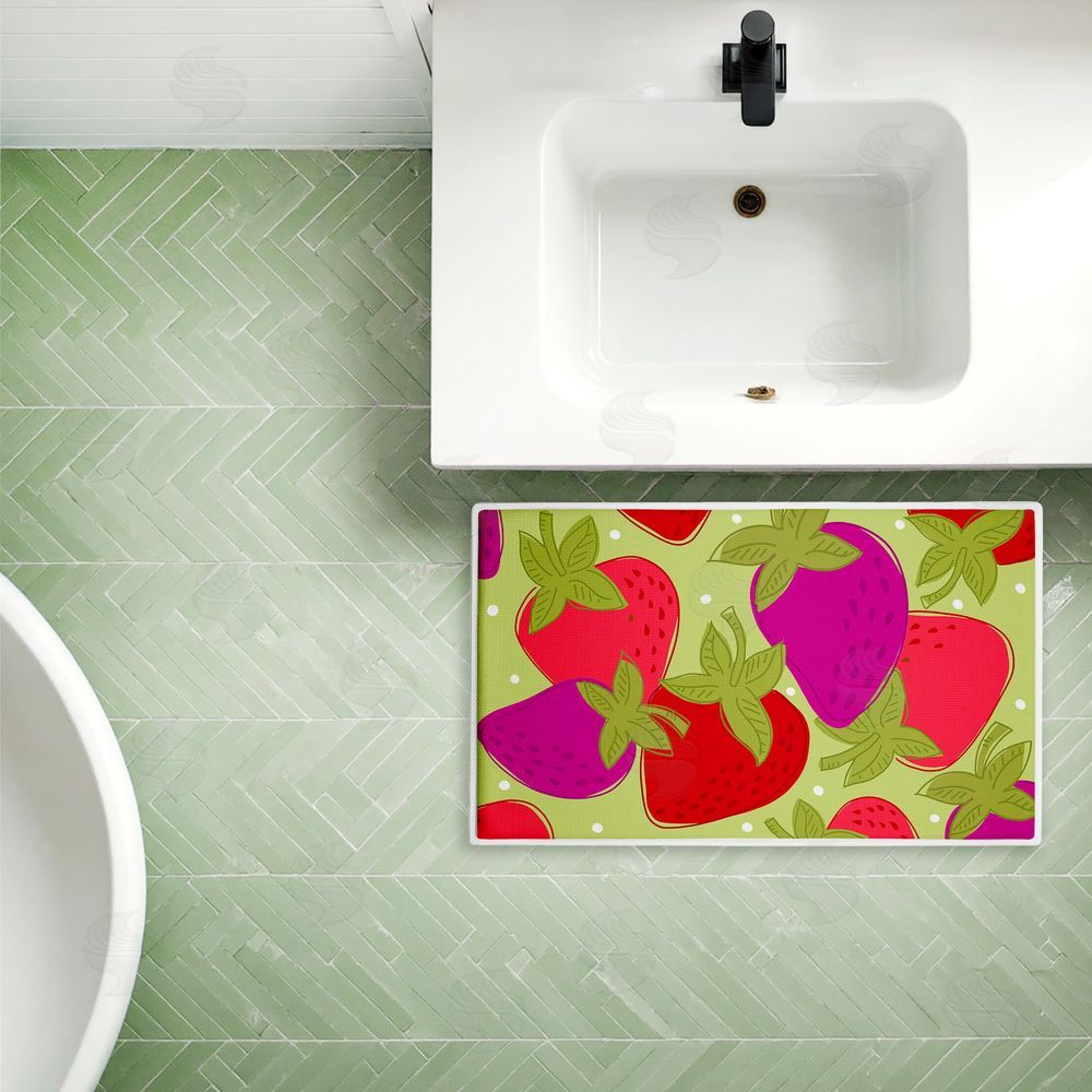 Deidre Mosher | Fun Fruit Strawberries Plush Bath Mat