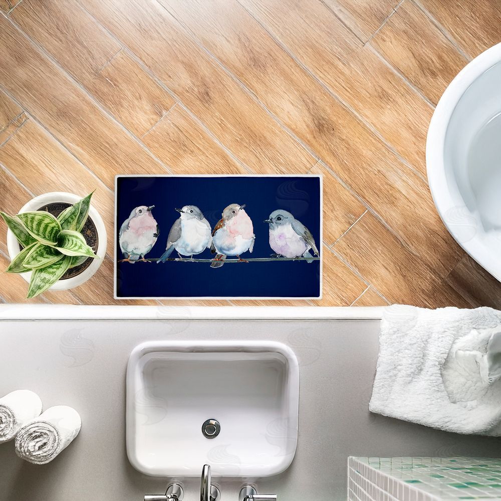 Lorenzo Collective | Perched Foursome of Birds Plush Bath Mat