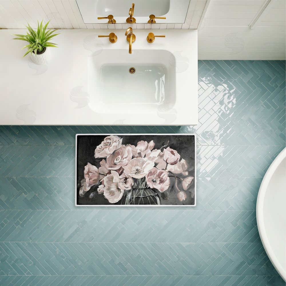 Patricia Pinto | Flowers In Clear Vase Plush Bath Mat