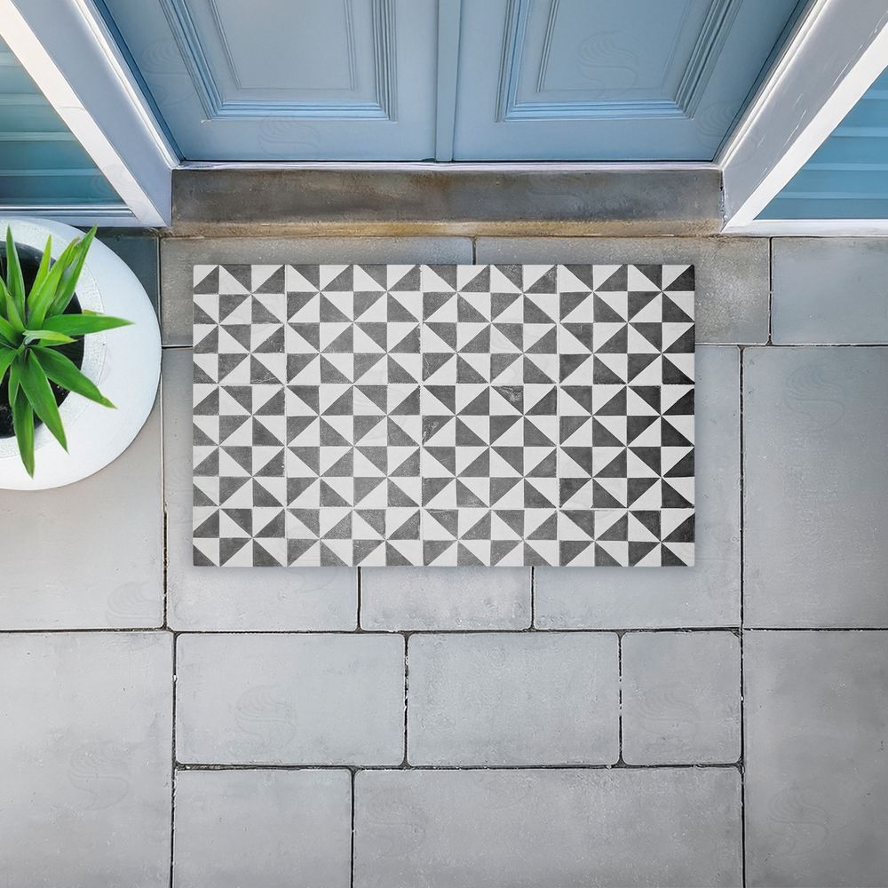 Erin Marie | Mediterranean Squares Geometric Non-Woven Door Mat
