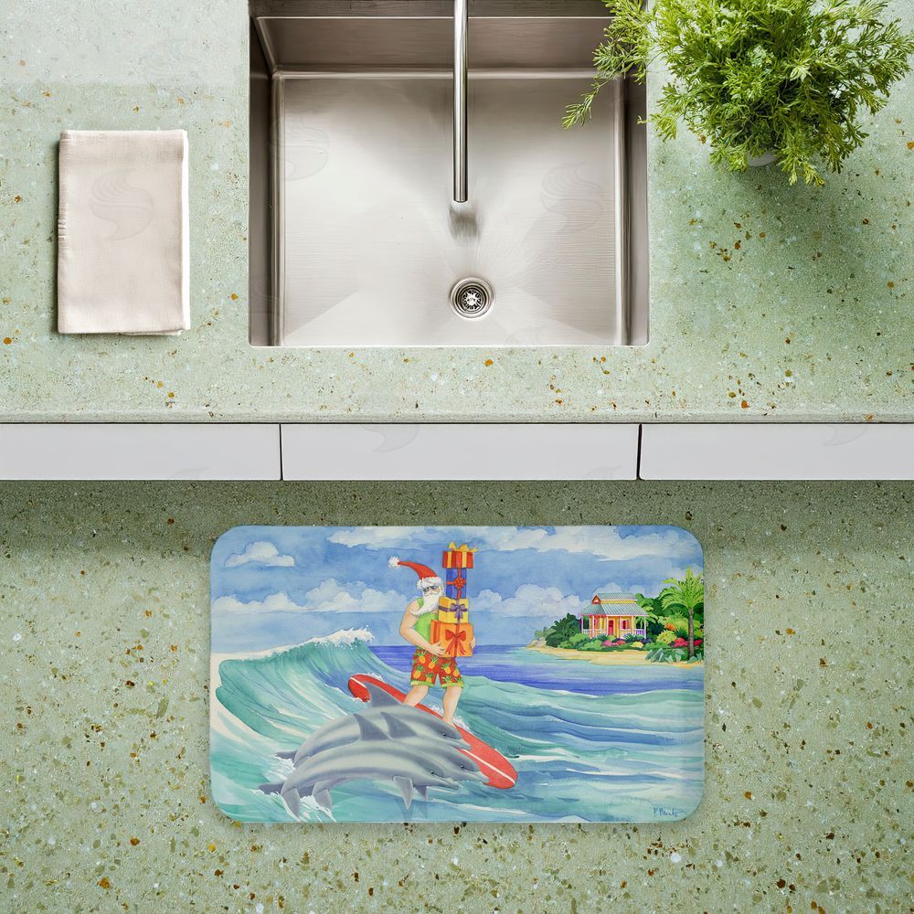 Paul Brent | Surfing Santa & Dolphins Anti-Fatigue Mat