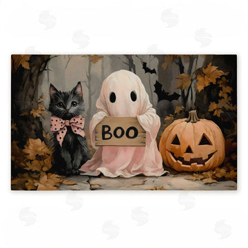 Arlington Prints | Cute Halloween Ghost & Kitten Non-Woven Door Mat