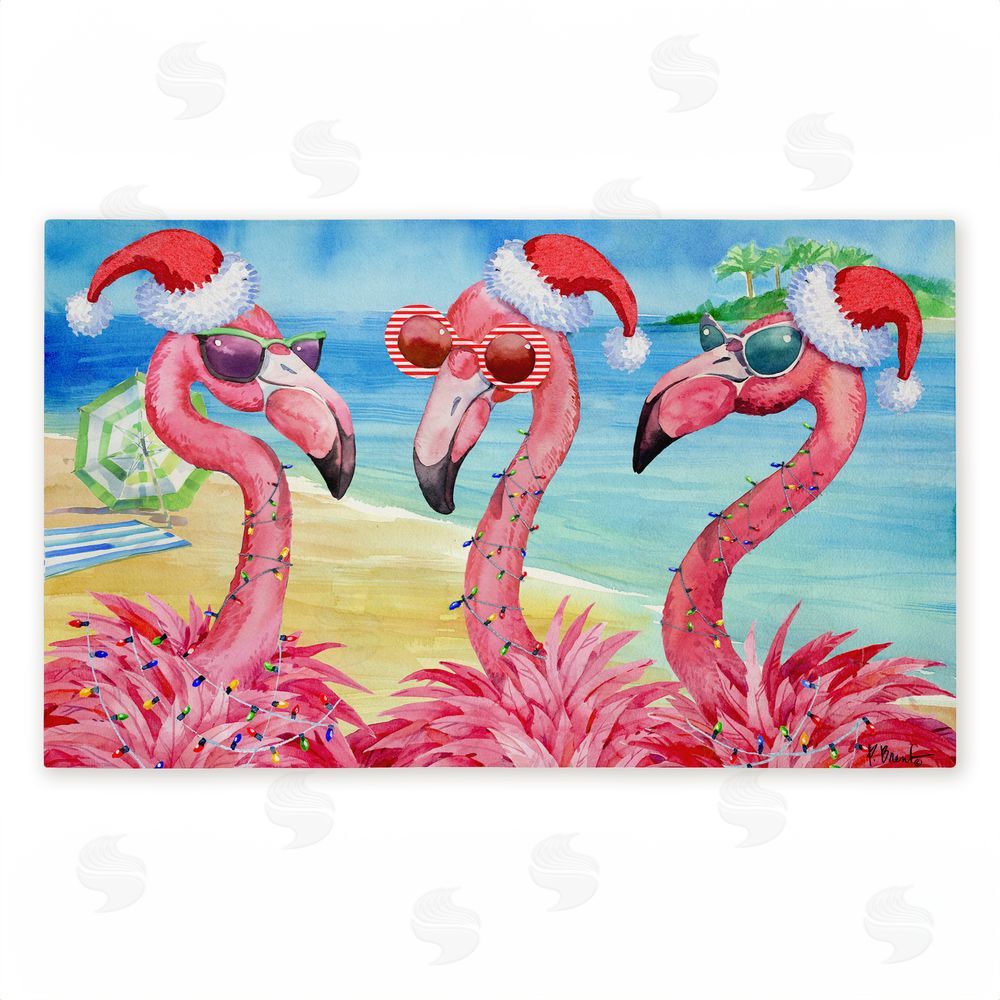 Paul Brent | Holiday Flamingo Girlfriends Non-Woven Door Mat