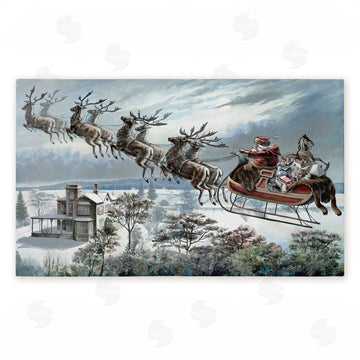 Arlington Prints | Santa Sleigh Over Cabin Non-Woven Door Mat