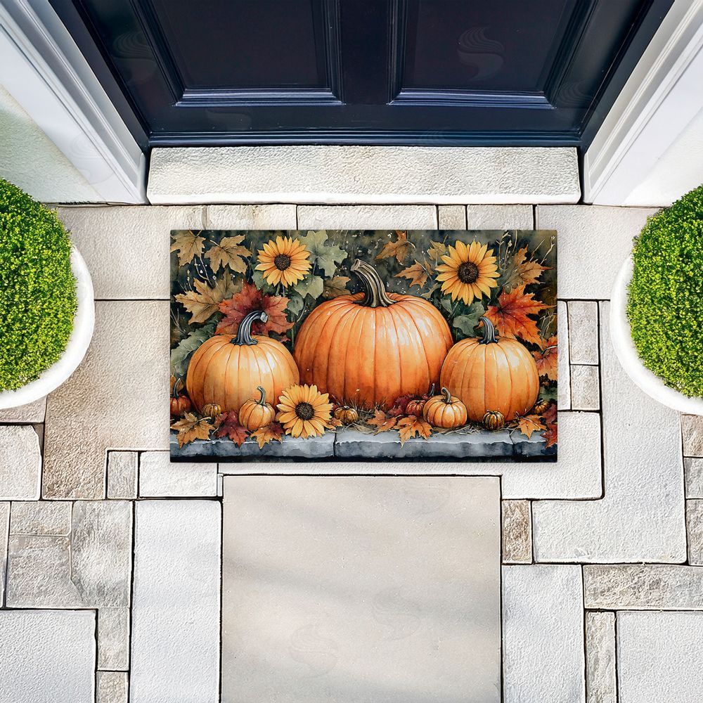 Creative Studio | Autumn Pumpkins on Ledge Non-Woven Door Mat