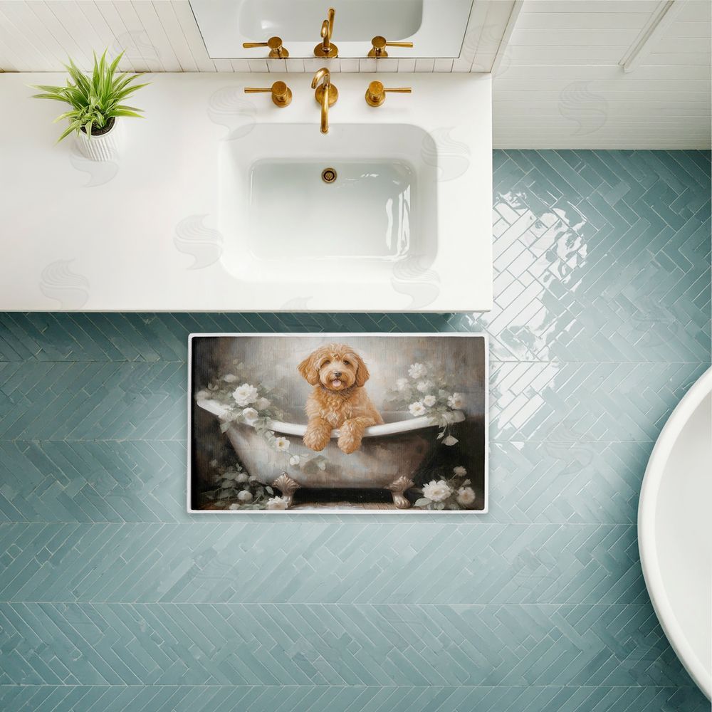 Jo Moulton | Fluffy Puppy Floral Bathtub Plush Bath Mat