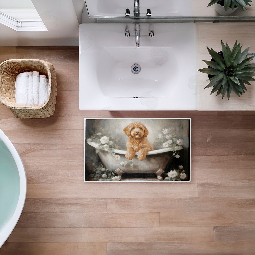 Jo Moulton | Fluffy Puppy Floral Bathtub Plush Bath Mat