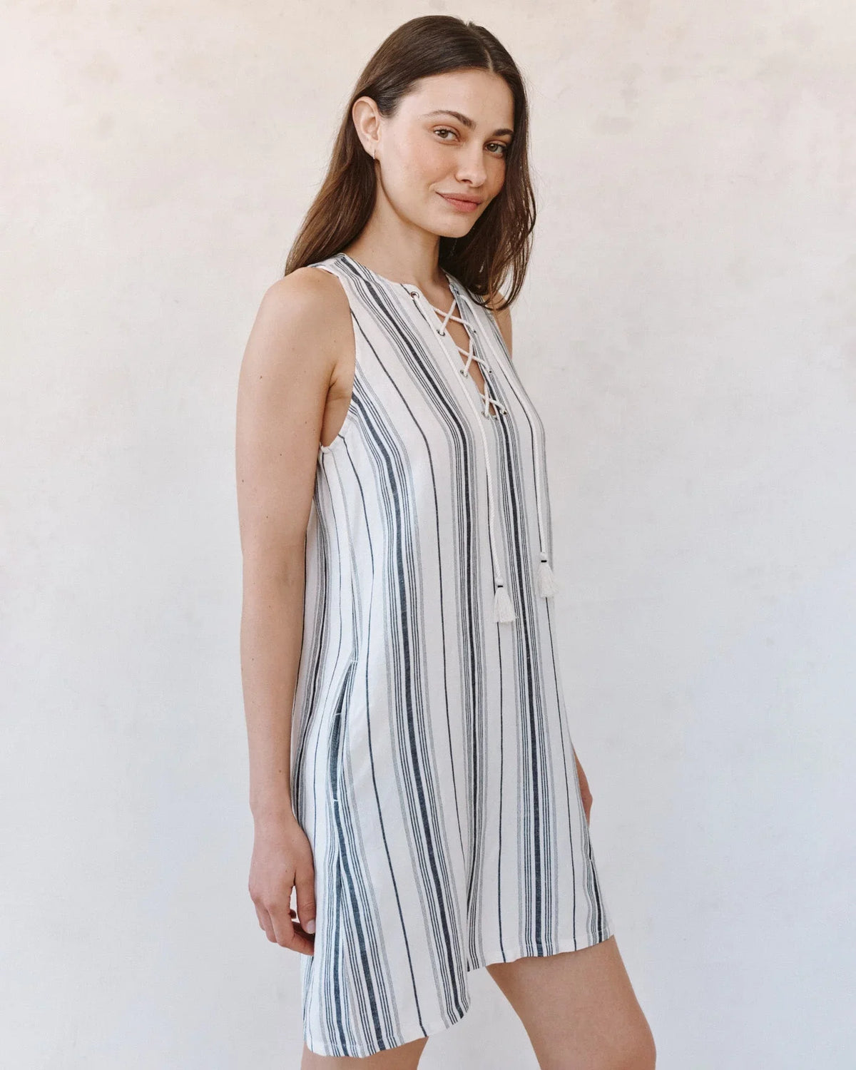SLEEVELESS LACE UP MINI DRESS