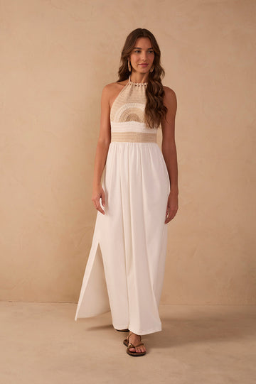 OFF-WHITE SUNSET CROCHET MAXI DRESS