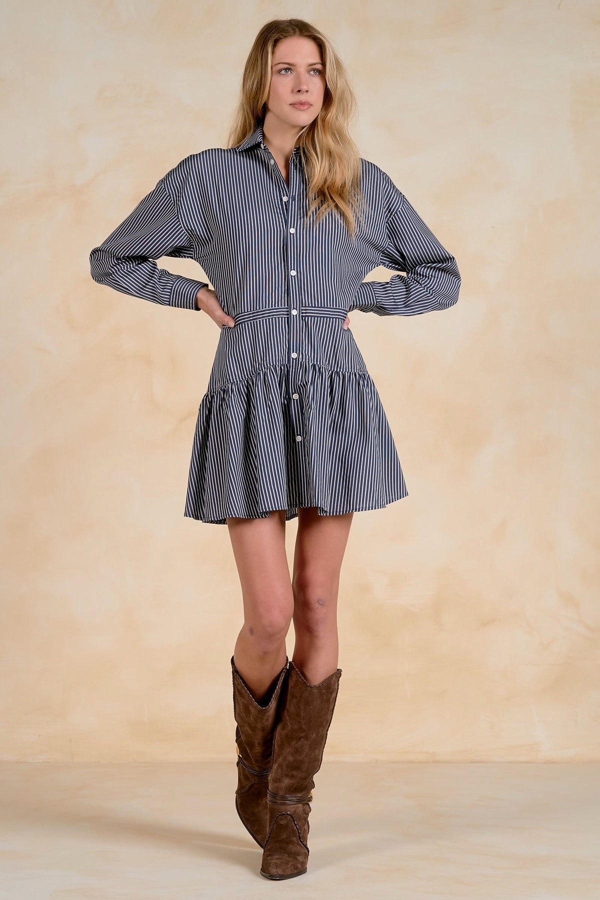 LONG SLEEVE BUTTON DOWN DRESS