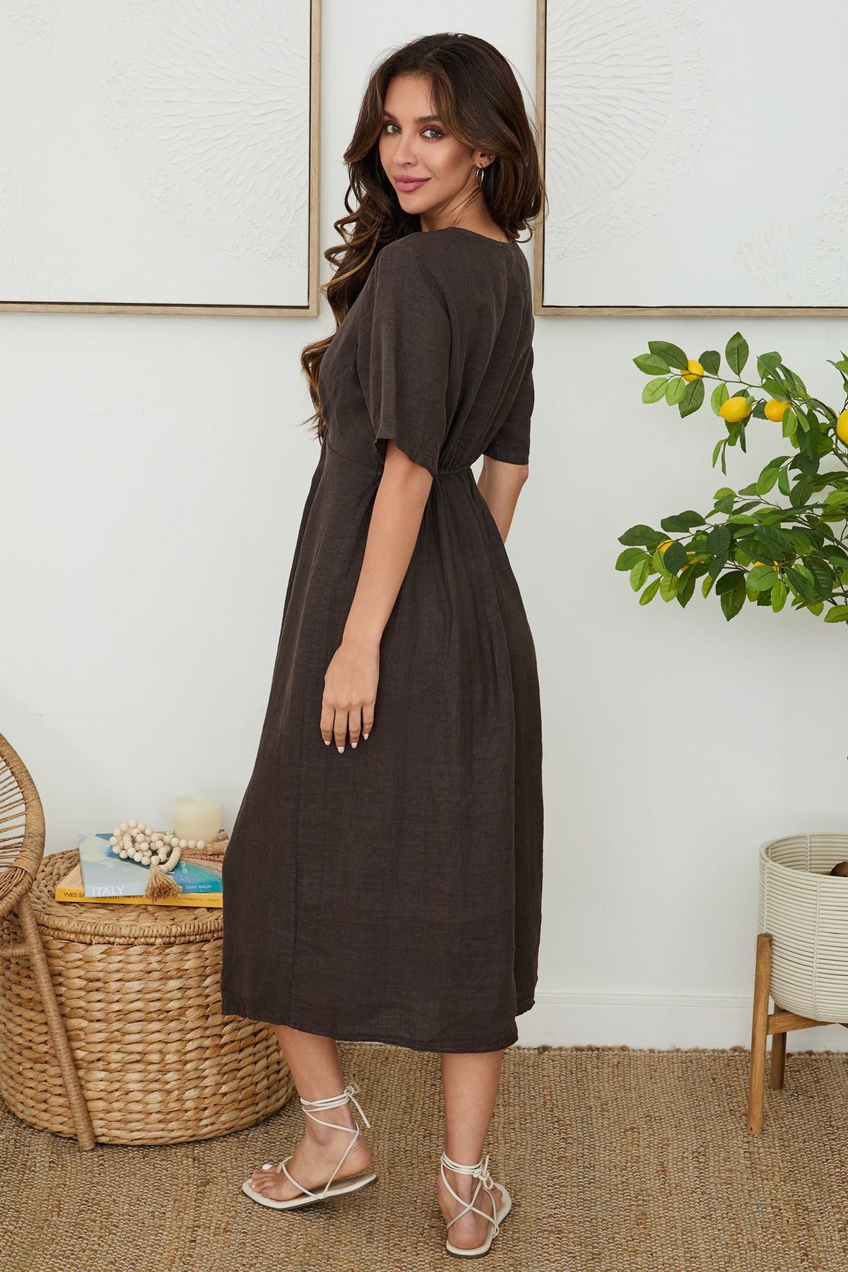 FRONT TWIST DRESS WITH FRONT SLIT
