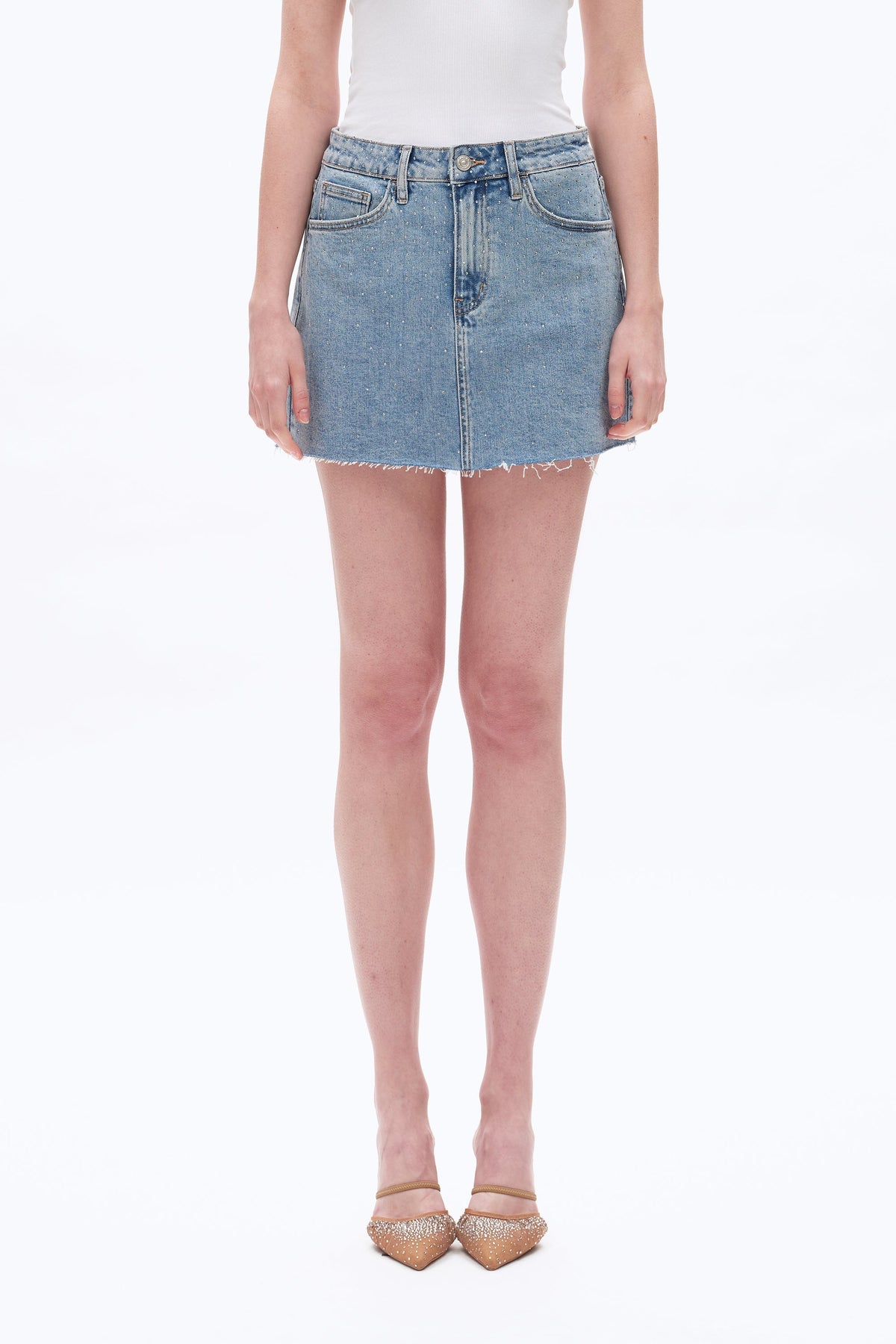 RHINESTONES DENIM SKIRT
