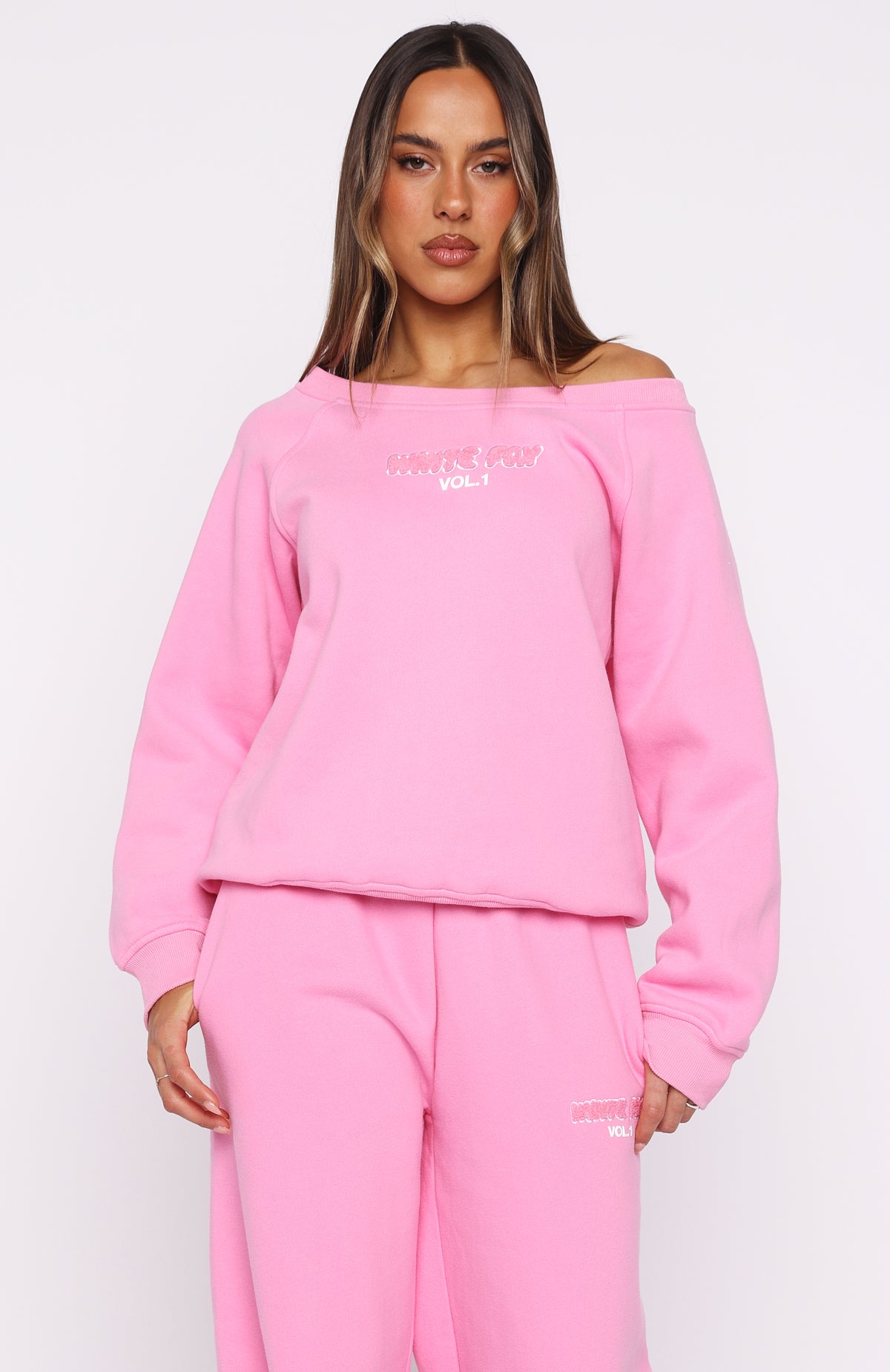 Vol. 1 Off Shoulder Sweater Bubblegum